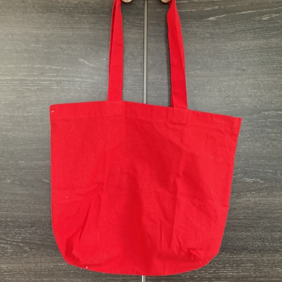 Artisan Painted Lupins on Red Cotton Tote - Picture 5 of 5